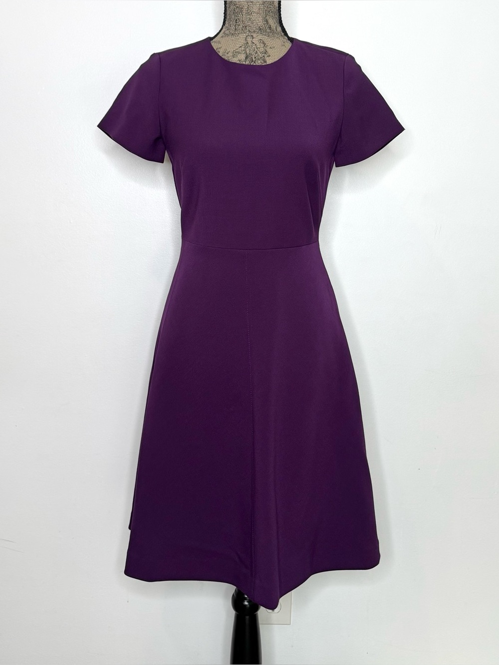 Brooks Brothers Purple Fit & Flare Dress Size 2 NWT Wool Blend Career Dress